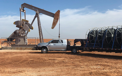 truck at an oil field 
