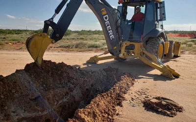 digging with a backhoe 